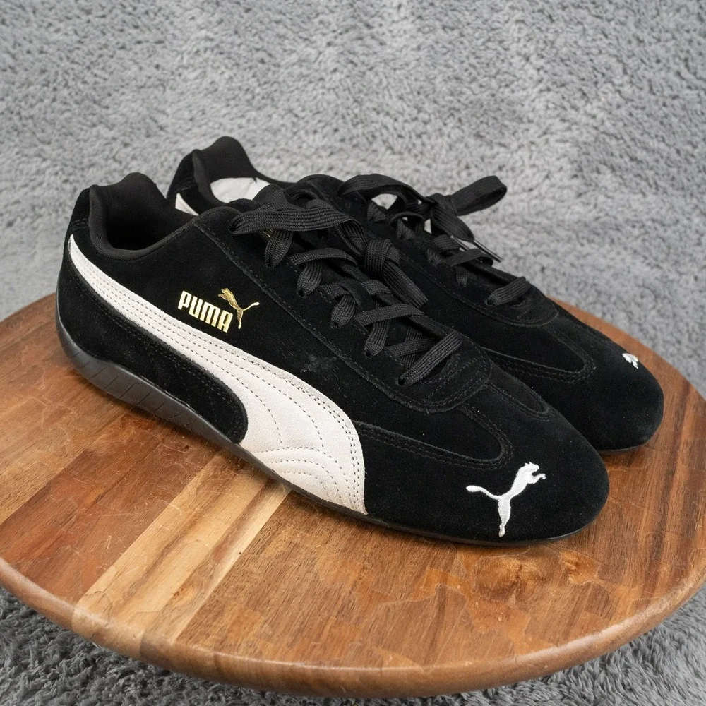 PUMA Speedcat OG Mens 10 Black/White Low Top Lace-Up Suede Sneaker 398846-01